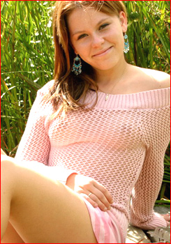 Kandie in see-through fishnet shirt
